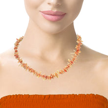 Natural Shaded Orange Coral Plain Chips Semiprecious Necklace