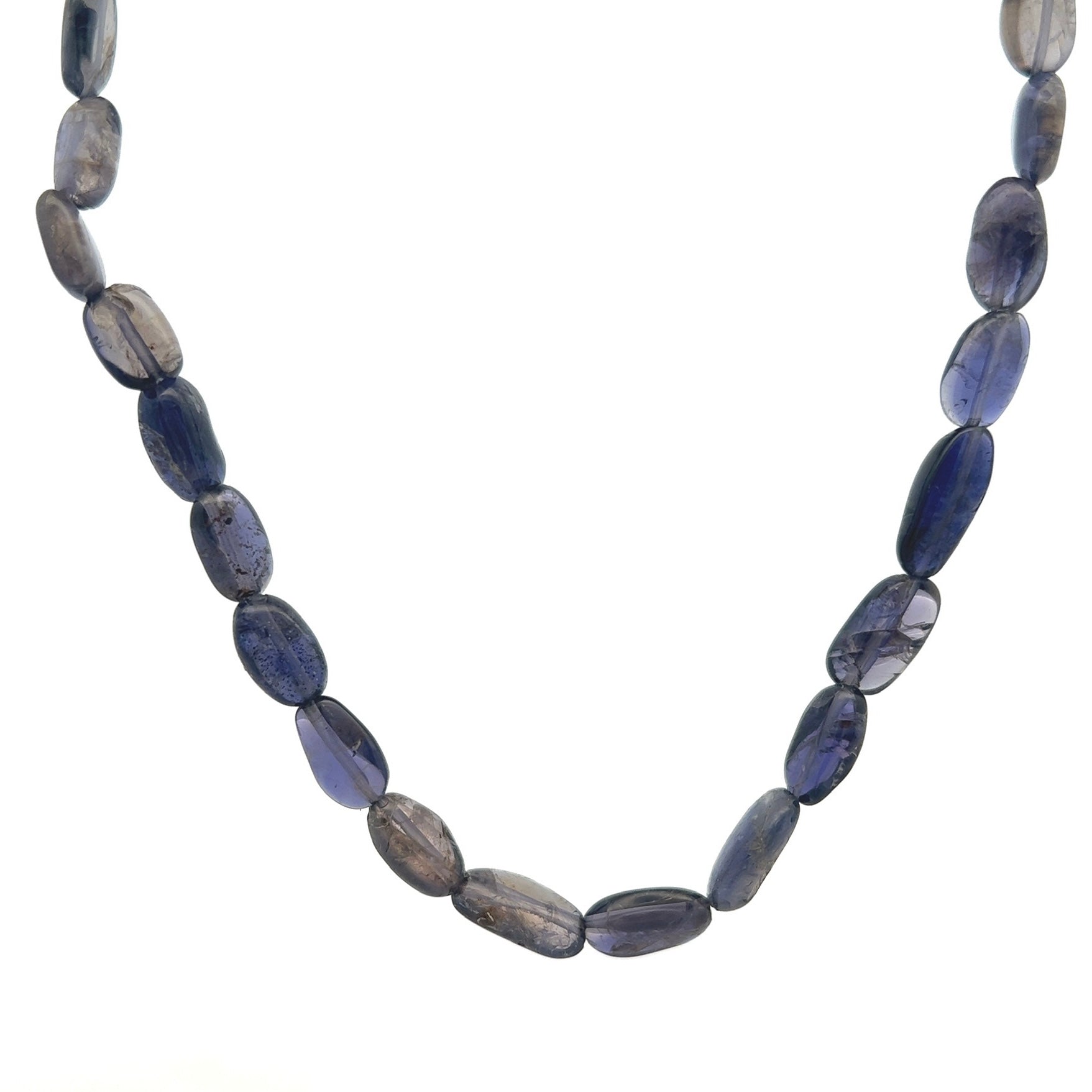 Natural Iolite Plain Mani Gemstone Necklace