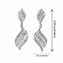 18K White Gold Swirl Earrings Tapered & Round Natural Diamond Jewelry