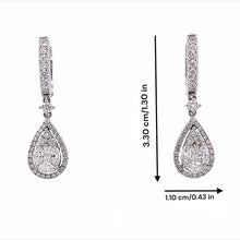 Natural Diamond Teardrop Dangle Earring Cluster Setting 18K White Gold Jewelry