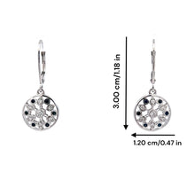 18K White Gold Dangle Earrings Natural Diamond & Black Sapphire Jewelry