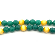 Handmade Green Yellow Glass Facet 6mm Ball Necklace