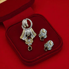 18K Yellow Gold Pendant Earring with Garnet & Natural Diamonds Jewellery Set