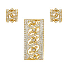 18K Yellow Gold Pendant Earring with Diamond Natural Contemporary Geometric Jewellery Set