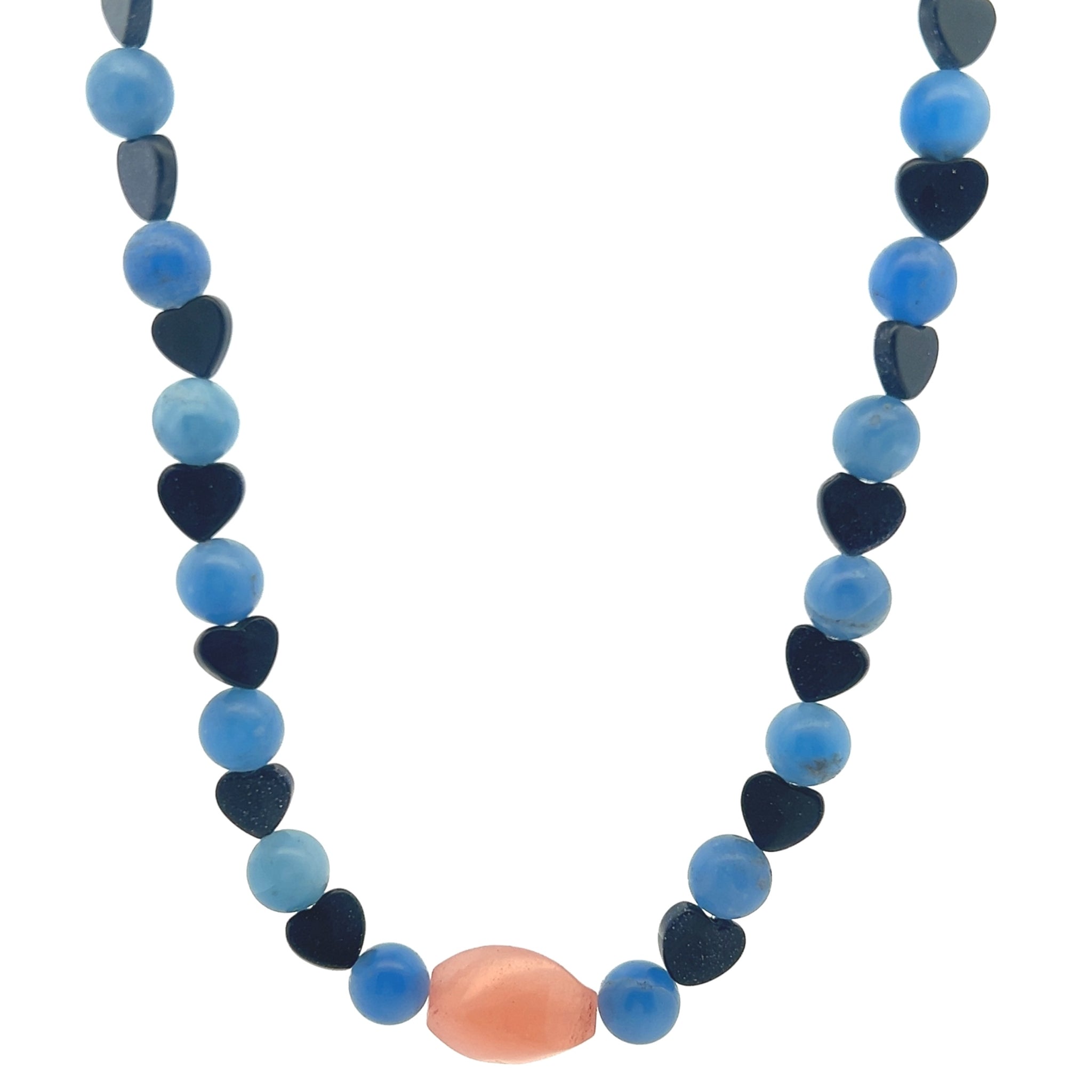 Natural Sodalite, Sunstone, Rose Quartz Healing Chakras Necklace