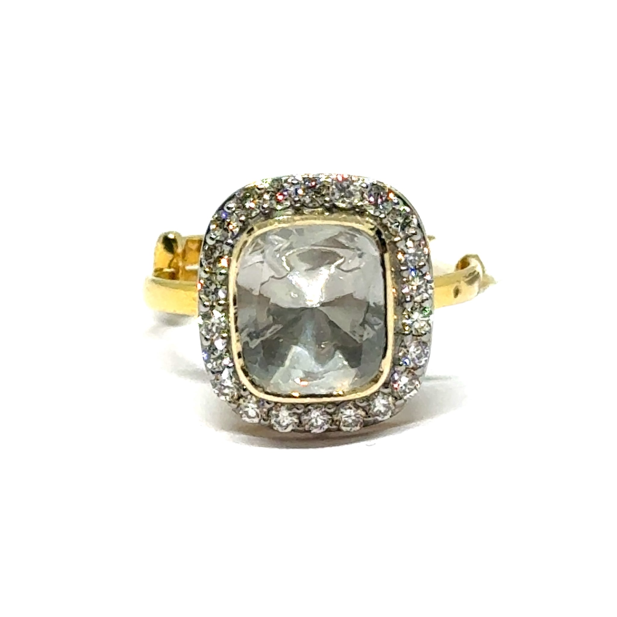 14K Yellow Gold Diamond Polki Ring – Refined Occasion Wear with Regal Indian Detailing