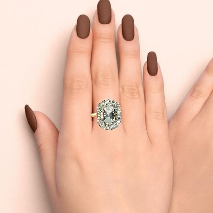 18K Yellow Gold Tapered Diamond Polki Ring – Royal Indian Design with Jadau Heritage Appeal