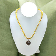 Natural Tiger's Eye Gemstone 18mm Ball With Yellow Twisted Cord Pendant Necklace Believed To Support Focus Willpower And Protection