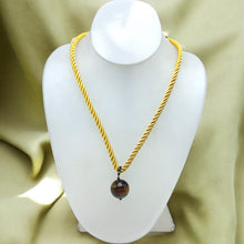 Natural Tiger's Eye Gemstone 18mm Ball With Handcrafted Yellow Twisted Cord Pendant Necklace Associated With Courage Clarity And Protection