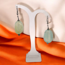 Green Chalcedony 24x18x15mm Tumble Plain Dangle Gemstone Earrings