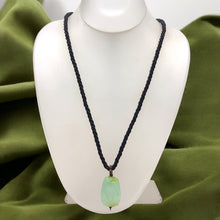 Natural Chalcedony Gemstone 28mm Tumble Shape with Black Twisted Cord Pendant Necklace