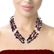 Minimalist Handmade Natural Garnet Plain Fish & Chalcedony Nugget Gemstone Beaded 17.9