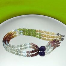 Citrine Natural, Peridot, Aqua, Spessartite, Pink Tourmaline, Blue Topaz, and Amethyst Necklace