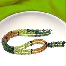 Tsavorite Natural, Peridot, Black Tourmaline, and Spessartite Necklace