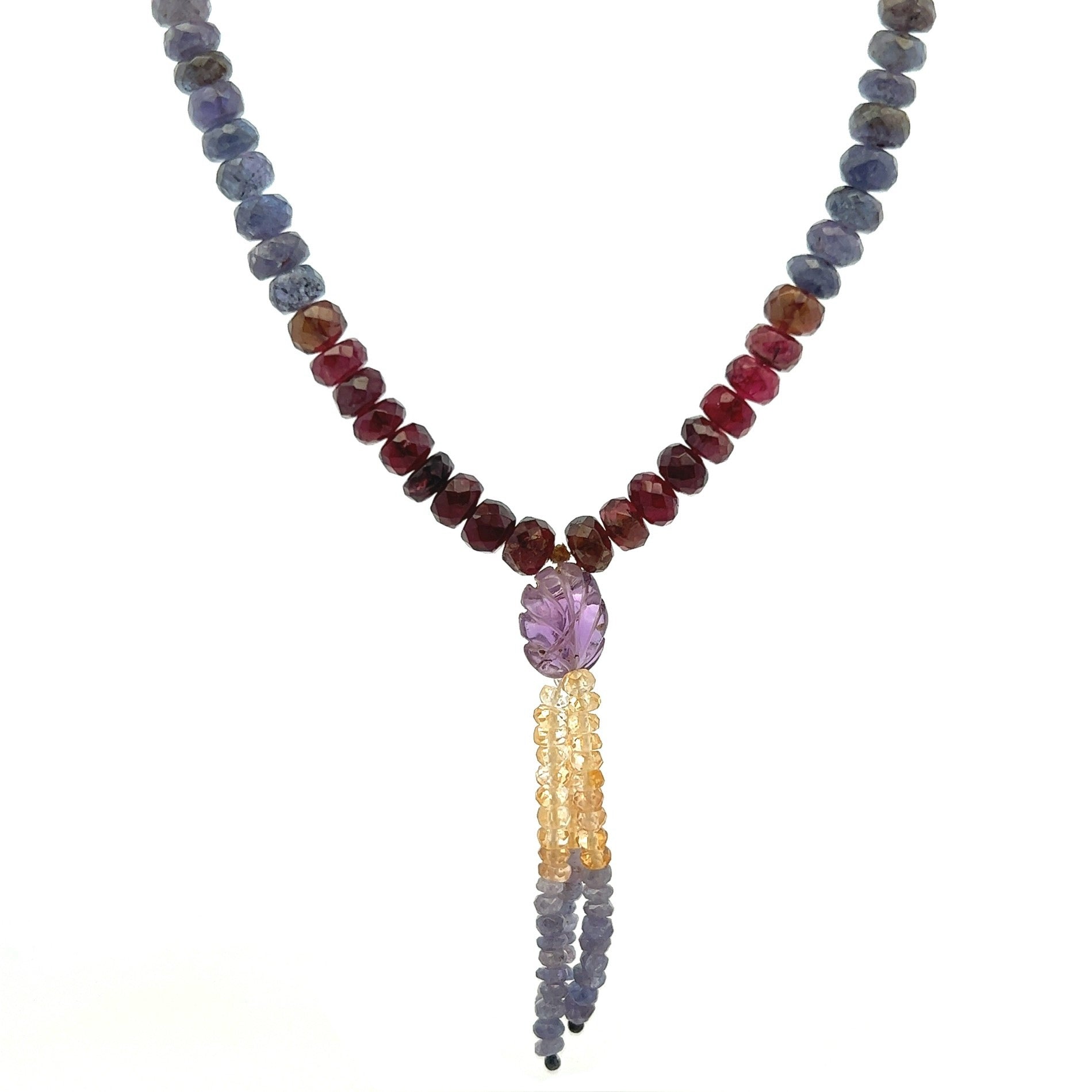 Peridot Natural, Citrine, Tanzanite, Garnet, and Amethyst Necklace