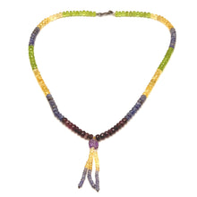 Peridot Natural, Citrine, Tanzanite, Garnet, and Amethyst Necklace