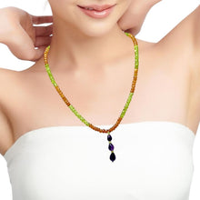 Citrine Natural, Spessartite, Peridot, and Amethyst Necklace