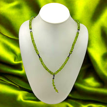 Semiprecious Natural, Peridot Gemstone Lariat Style Necklace