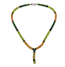 Peridot Natural, Citrine, Black Tourmaline, and Tsavorite Gemstone Necklace