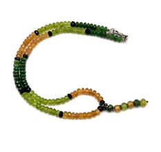 Peridot Natural, Citrine, Black Tourmaline, and Tsavorite Gemstone Necklace