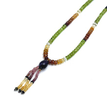 Citrine Natural, Iolite, Peridot, Spessartite, Pink Tourmaline, and Amethyst Necklace