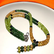 Peridot Natural, Citrine, Black Tourmaline, and Tsavorite Gemstone Necklace