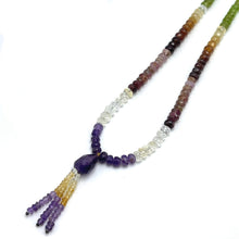 Peridot Natural, Citrine, Spessartite, Pink Tourmaline, and Amethyst Necklace