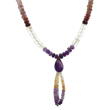 Peridot Natural, Citrine, Spessartite, Pink Tourmaline, and Amethyst Necklace