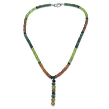 Tsavorite Natural, Spessartite Garnet, Black Tourmaline, and Peridot Necklace