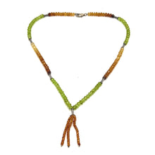 Citrine Natural, Spessartite Garnet, and Peridot Lariat Style Necklace