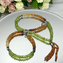 Citrine Natural, Spessartite Garnet, and Peridot Lariat Style Necklace