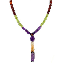 Citrine Natural, Amethyst, Peridot, and Spessartite Garnet Necklace