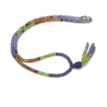 Spessartite Garnet Natural, Peridot, Amethyst, and Tanzanite Necklace