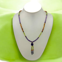 Spessartite Garnet Natural, Peridot, Amethyst, and Tanzanite Necklace