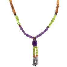 Spessartite Garnet Natural, Peridot, Amethyst, and Tanzanite Necklace