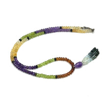 Blue Tourmaline Natural, Tsavorite, Aqua, Peridot, Citrine, and Amethyst Necklace