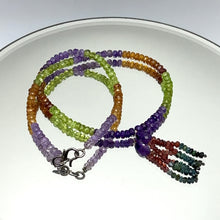 Garnet Natural, Peridot, Amethyst, Spessartite, and Blue Tourmaline Necklace