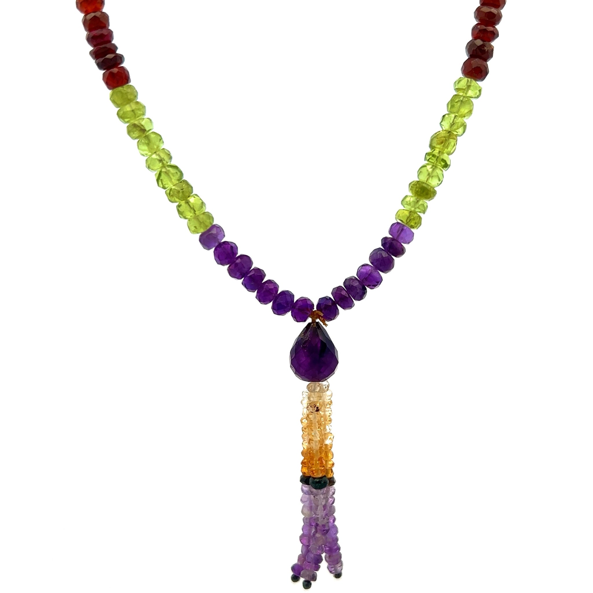 Amethyst Natural, Spessartite Garnet, Peridot, and Citrine Necklace