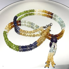 Citrine Natural, Iolite, Peridot, Aqua, Amethyst, and Spessartite Garnet Necklace