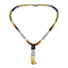 Citrine Natural, Iolite, Peridot, Aqua, Amethyst, and Spessartite Garnet Necklace