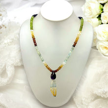 Citrine Natural, Iolite, Peridot, Aqua, Amethyst, and Spessartite Garnet Necklace