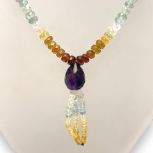 Citrine Natural, Iolite, Peridot, Aqua, Amethyst, and Spessartite Garnet Necklace