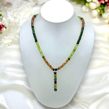 Spessartite Garnet Natural, Peridot, Tsavorite, and Black Tourmaline Necklace