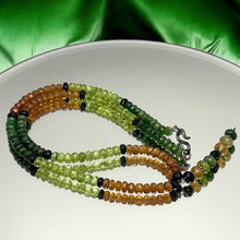 Spessartite Garnet Natural, Peridot, Tsavorite, and Black Tourmaline Necklace