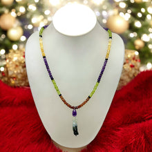 Blue Tourmaline Natural, Tsavorite, Aqua, Peridot, Citrine, and Amethyst Necklace