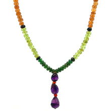 Spessartite Garnet Natural, Amethyst, Peridot, and Tsavorite Necklace