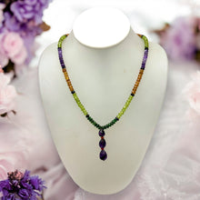 Spessartite Garnet Natural, Amethyst, Peridot, and Tsavorite Necklace