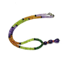 Spessartite Garnet Natural, Amethyst, Peridot, and Tsavorite Necklace