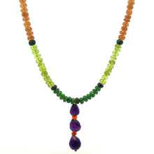 Peridot Natural, Tsavorite, Amethyst, and Citrine Necklace