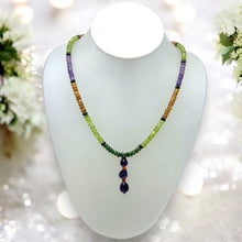 Peridot Natural, Tsavorite, Amethyst, and Citrine Necklace